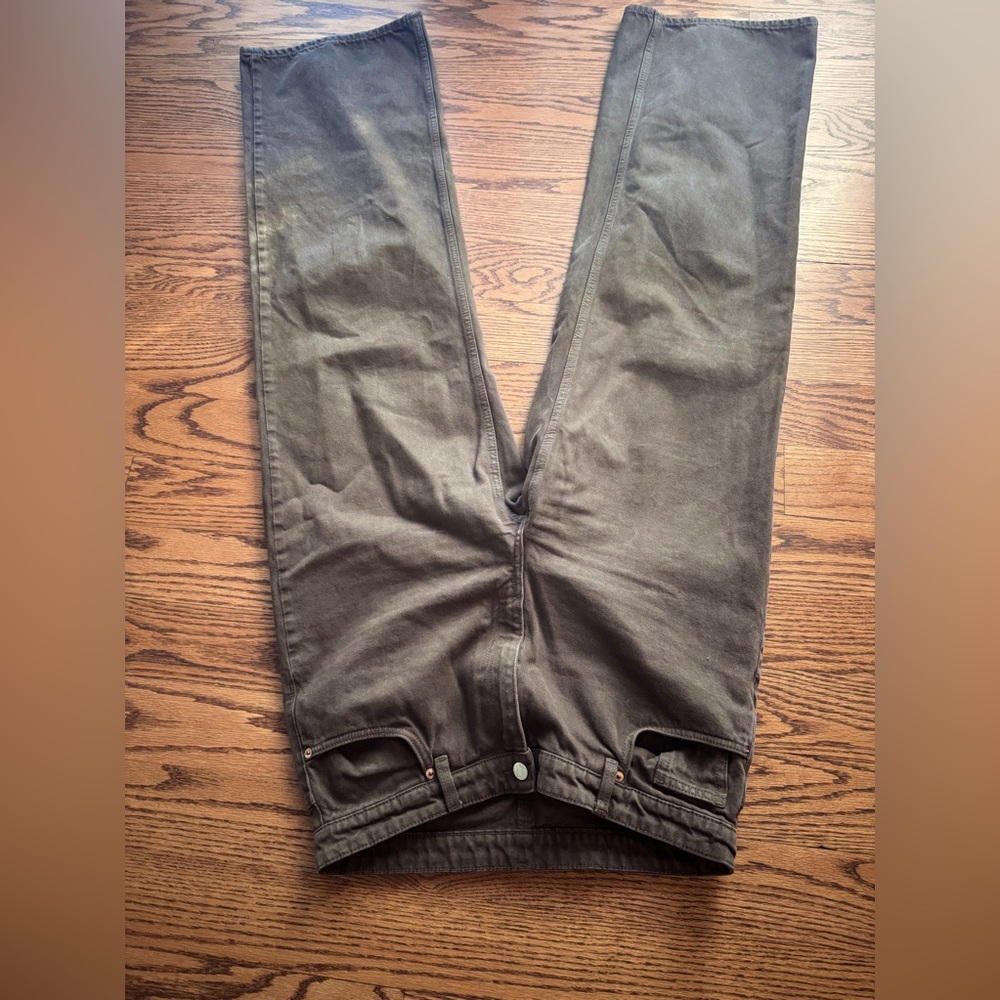 MONKI jeans, medium waist, wide leg, brown, size 32